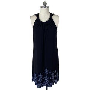 J.B.S. LTD Womens Y2K VTG Dress 12 Black Sleeveless Sequin Floral Hem Cottage